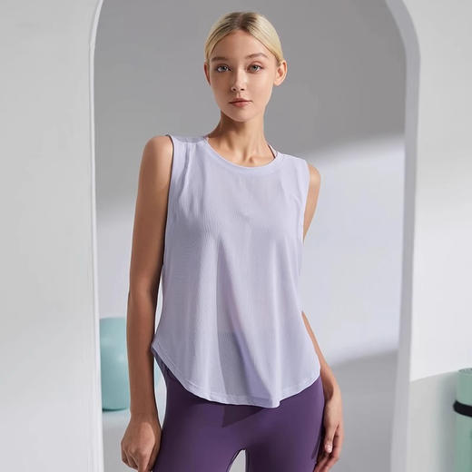跃牌（呗咪纷纷系列）运动背心女夏薄款速干衣瑜伽短袖无袖跑步健身衣宽松罩衫背心TX301 商品图1