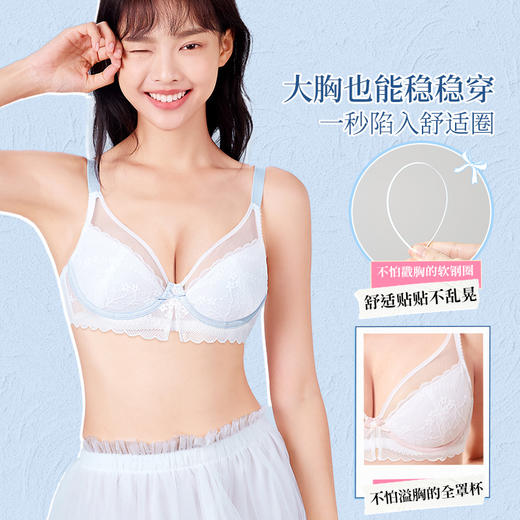 【积分兑换】[甜奶油全罩杯]大胸显小全罩杯内衣女聚拢大码显瘦蕾丝文胸胸罩 商品图2