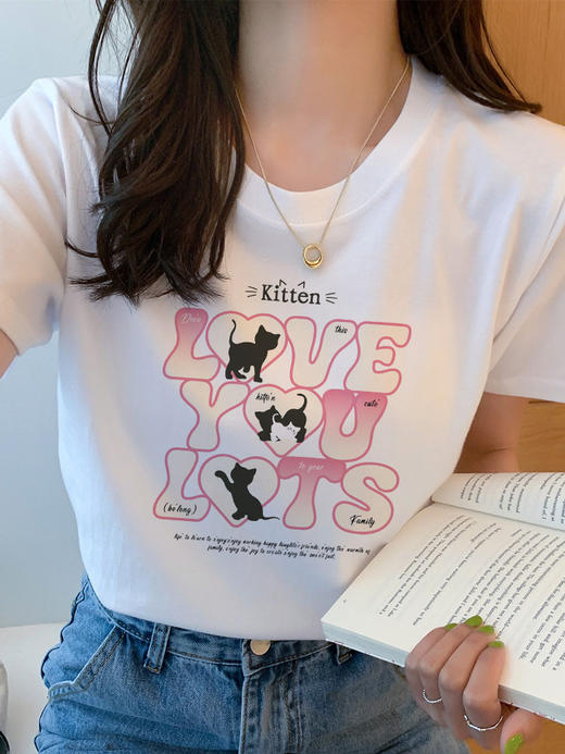 爆款T恤热卖中！！【Dingdangkeke  纯棉印花短袖】M-3XL，80-140斤可穿，10款可选，纯棉面料，柔软透气舒适百搭。 商品图8