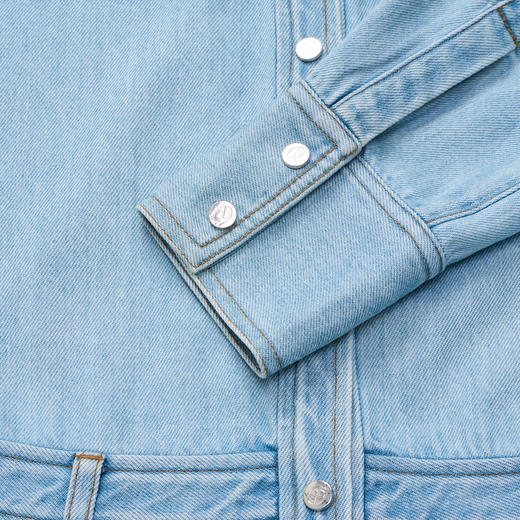 [福利价]lost in echo2025春夏新款时尚浅色牛仔长款衬衫外套修身连衣裙女 商品图4