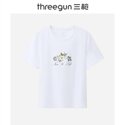 Threegun三枪 冰泉棉印花圆领短袖女衫-T20002A01 商品图2