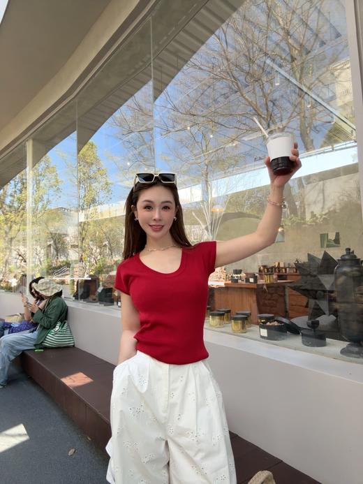 PIANAI冷小姐# 多彩焕新！U领莱赛尔羊毛夏季针织短袖 商品图1