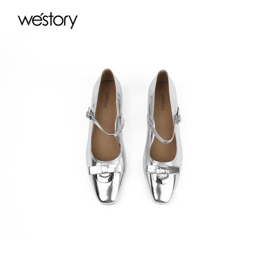 westory秋季新款纯色圆头低跟舒适优雅玛丽珍单鞋W24CE75001 商品图5