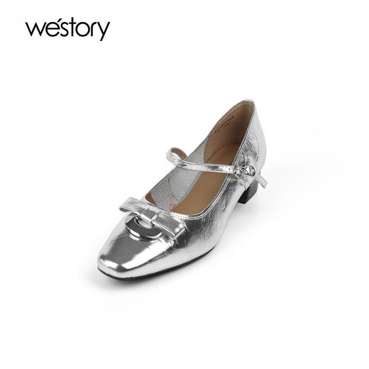 westory秋季新款纯色圆头低跟舒适优雅玛丽珍单鞋W24CE75001 商品图3