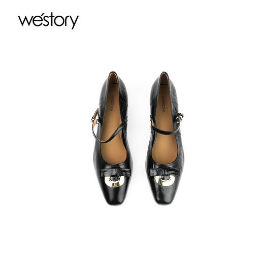 westory秋季新款纯色圆头低跟舒适优雅玛丽珍单鞋W24CE75001 商品图4