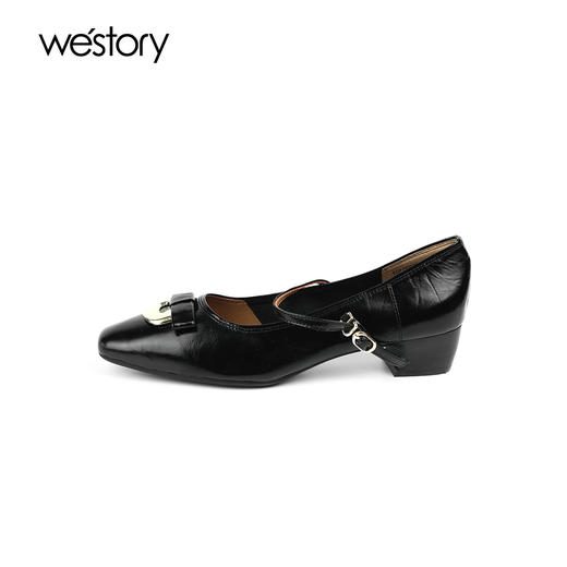 westory秋季新款纯色圆头低跟舒适优雅玛丽珍单鞋W24CE75001 商品图6