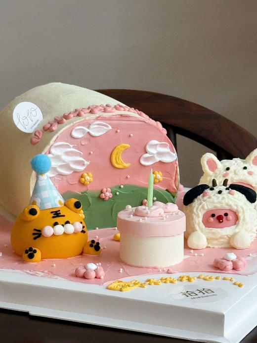 「小老虎·loopy·小雪人」立体小动物可爱糕·半球形场景造型·100%动物奶油（附图5寸·提前7天预订） 商品图4