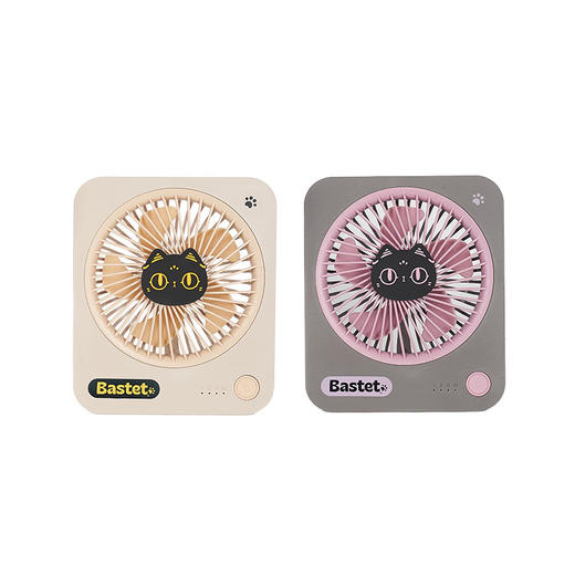 大英博物馆 巴斯特系列 萌猫桌面小风扇 浅棕色 紫灰色 商品图4