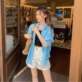 马卡龙遮阳防晒衬衫 垂顺感十足 不易皱 无印花简约风 百搭又高级 均码 M#