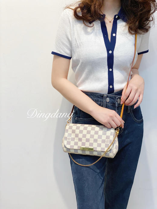 Lv 小号 白棋盘格 favorite 斜挎包 商品图2