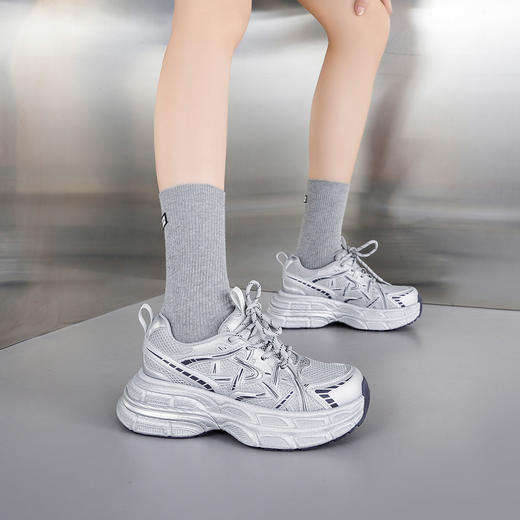 【厚底增高】西村名物2025年春季新款超轻舒适厚底增高百搭老爹鞋休闲运动鞋T25CM38951 商品图5