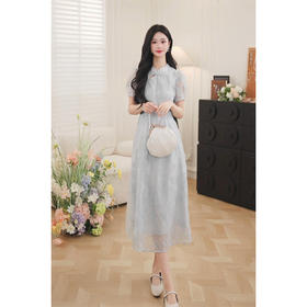 鹿向南「青山有菲」新中式连衣裙2025夏季新款温柔气质长裙QJD00292