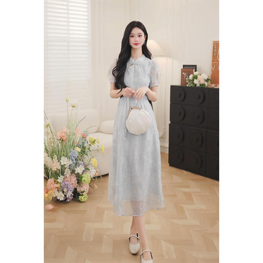 鹿向南「青山有菲」新中式连衣裙2025夏季新款温柔气质长裙QJD00292 商品图0