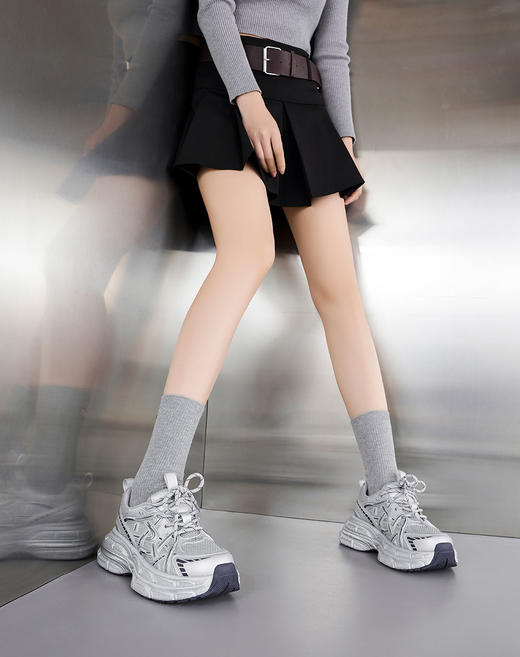 【厚底增高】西村名物2025年春季新款超轻舒适厚底增高百搭老爹鞋休闲运动鞋T25CM38951 商品图4