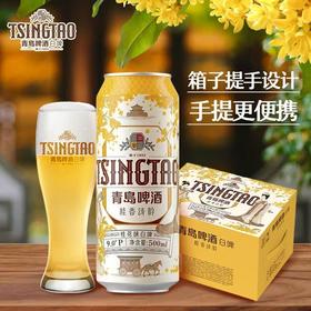 [啤酒]青岛啤酒(桂花)白啤500ml*12罐整箱