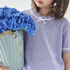 棵初2025年新款夏日氧气感镂空针织小衫儿童蝴蝶结撞色领短袖上衣 商品缩略图3
