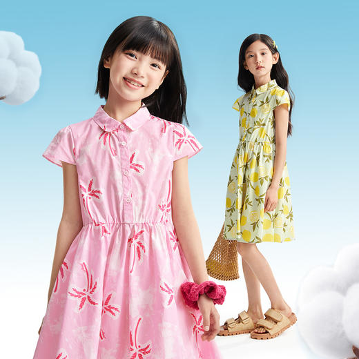 女童活泼印花短袖连衣裙夏季新款安奈儿童装EG523070 商品图2