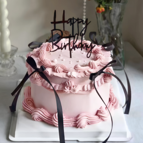 『少女蝴蝶结』ins风黑色蝴蝶结生日蛋糕