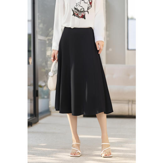 剩S/XXL/M/XL 米思阳2025夏季新款优雅赫本风伞裙遮胯显瘦A字半身裙5731 商品图4