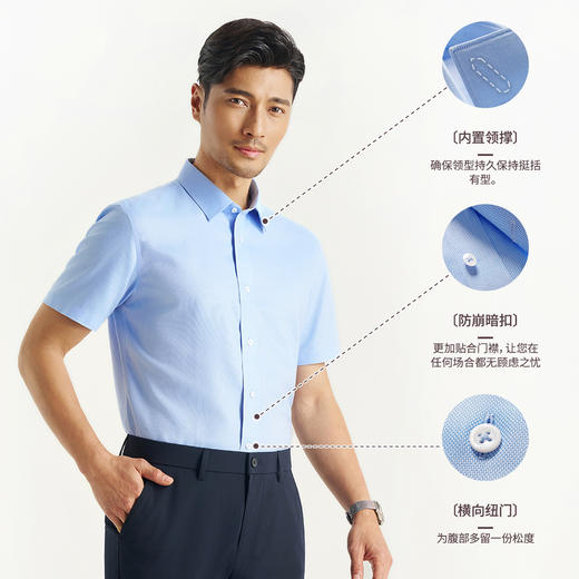 【皇家古纺一号】牛津纺纯棉短袖衬衫255G0F610S 商品图4