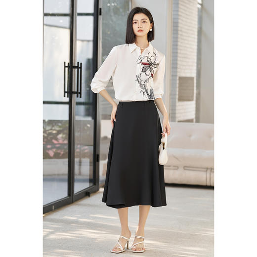 剩S/XXL/M/XL 米思阳2025夏季新款优雅赫本风伞裙遮胯显瘦A字半身裙5731 商品图5