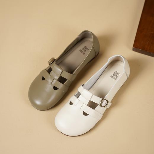 西村名物2025年夏季新款舒适软底平跟中式风前镂空浅口单鞋T25AE14991 商品图6