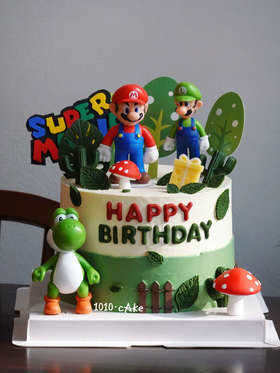 「超级马里奥·任天堂」翻糖巧克力·100%动物奶油（附图6寸加高·提前3天预订）