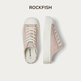 Rockfish 英国766厚底小方糖低帮增高方头帆布一脚蹬拖鞋出游穿搭