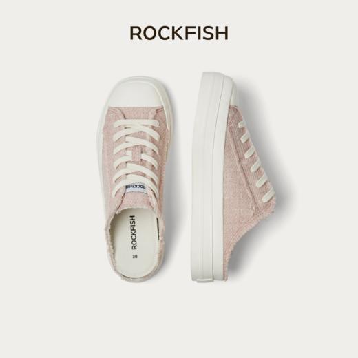 Rockfish 英国766厚底小方糖低帮增高方头帆布一脚蹬拖鞋出游穿搭 商品图0
