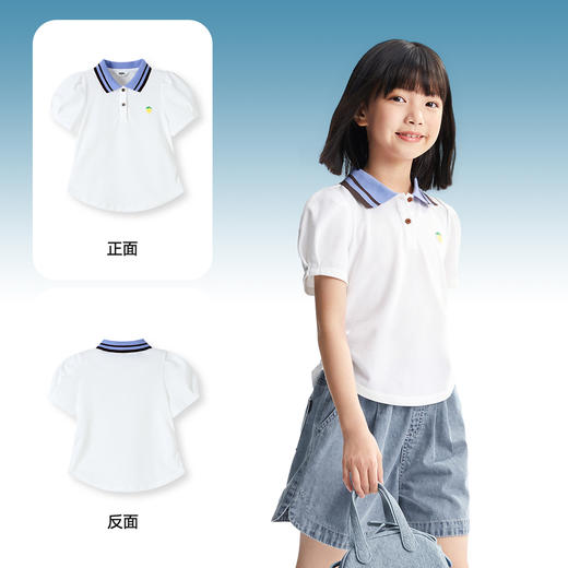 女童翻领短袖针织衫夏季新款安奈儿童装EG521104 商品图2