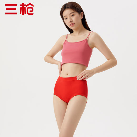 Threegun三枪 【舒肤棉】罗纹弹力女士三角内裤（1条装）-40798B011 商品图0