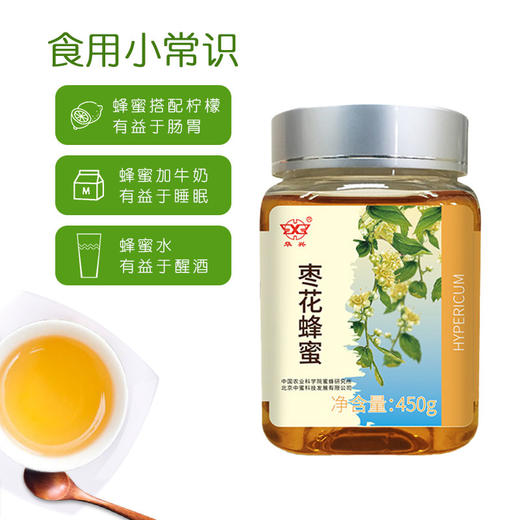 买3送荔枝蜂蜜 华兴牌 枣花蜂蜜450g 中国农业科学院蜜蜂研究所出品 商品图1