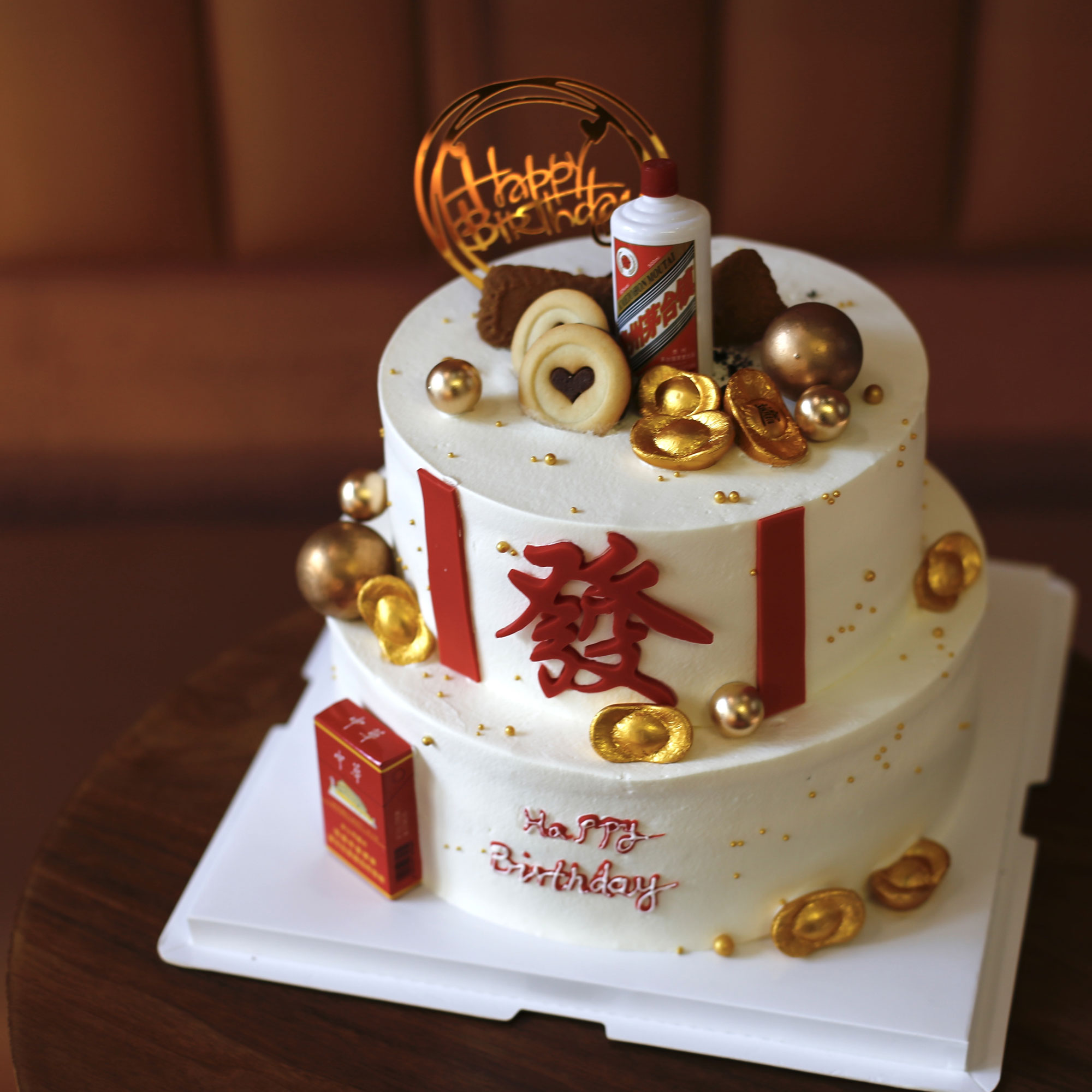 「发财 暴富」蛋糕