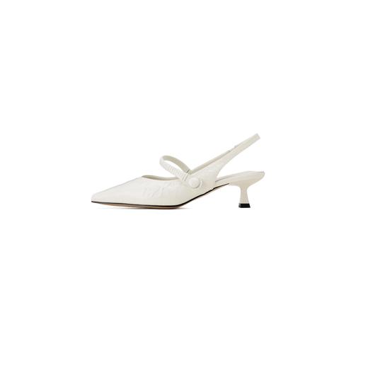 西村名物2025年夏季新款舒适细低跟时尚前镂空小尖头皮鞋X25AH16001 商品图4