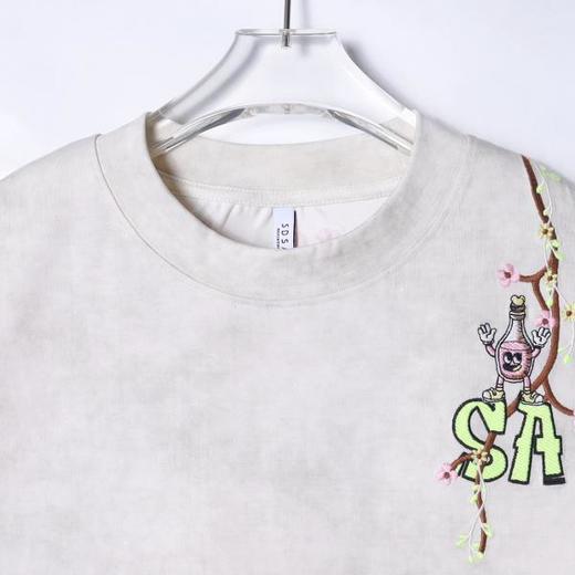 T2972夏季高级感新款韩版扎染洒金刺绣字母印花圆领短袖T恤情侣百搭 商品图2