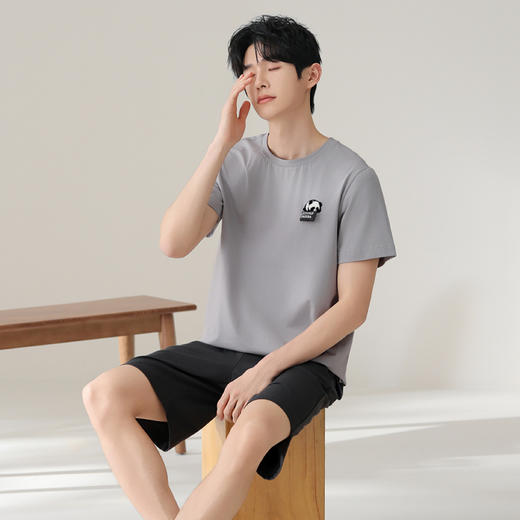 芬腾睡衣男士夏季短袖短裤纯棉薄款可外穿休闲宽松家居服套装男款 商品图1