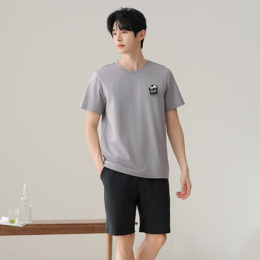 芬腾睡衣男士夏季短袖短裤纯棉薄款可外穿休闲宽松家居服套装男款 商品图2