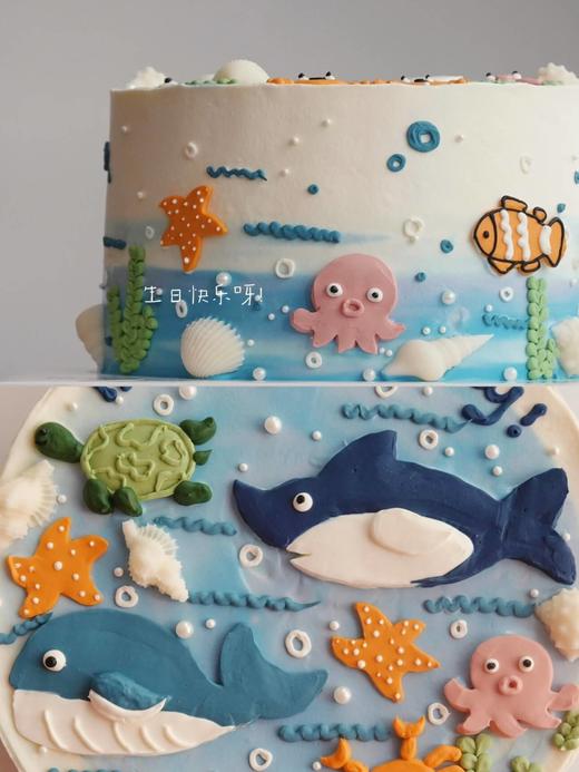 「海底世界·充满希望」手绘蛋糕·100%动物奶油（附图6寸·提前3天预订） 商品图1