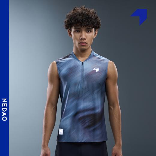 NEDAO内道菱格印花风洞坎肩马拉松越野跑运动男新款立领拉链风洞坎肩 商品图0