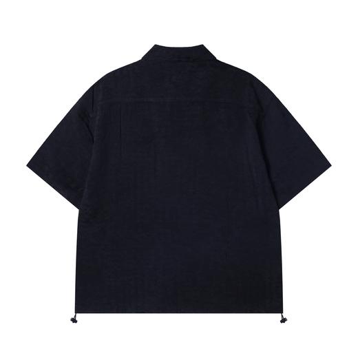 252016夏季高级感新款韩版纯色暗纹提花短袖衬衫下摆松紧设计百搭衬衣 商品图5