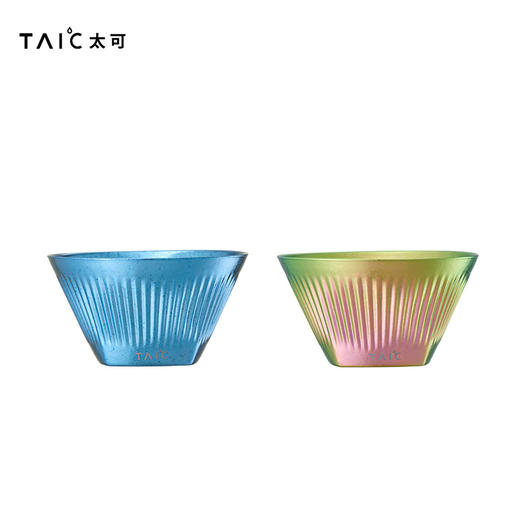 TAIC太可纯钛极光双层茶饮吸管杯高颜值竖纹办公室女咖啡杯男水杯极光双层茶饮杯套装（银河蓝+橙霞粉） 商品图0