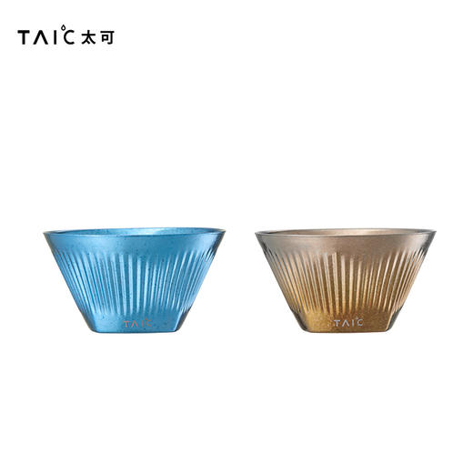TAIC太可纯钛极光双层茶饮吸管杯高颜值竖纹办公室女咖啡杯男水杯极光双层茶饮杯套装（银河蓝+橙霞粉） 商品图2