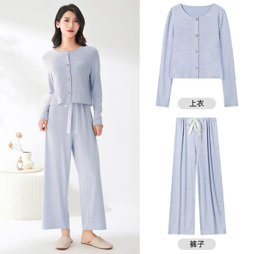 武汉爱帝 小香风女式花纱长袖长裤套装 商品图5