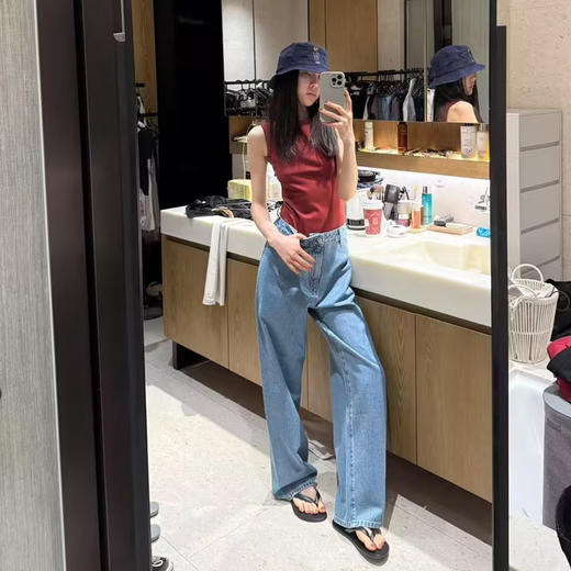 ROMI STUDIO“松弛随性”棉质斜纹高士线YKK直筒牛仔裤 RW24AX81382 商品图3