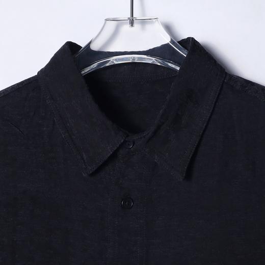 252016夏季高级感新款韩版纯色暗纹提花短袖衬衫下摆松紧设计百搭衬衣 商品图2