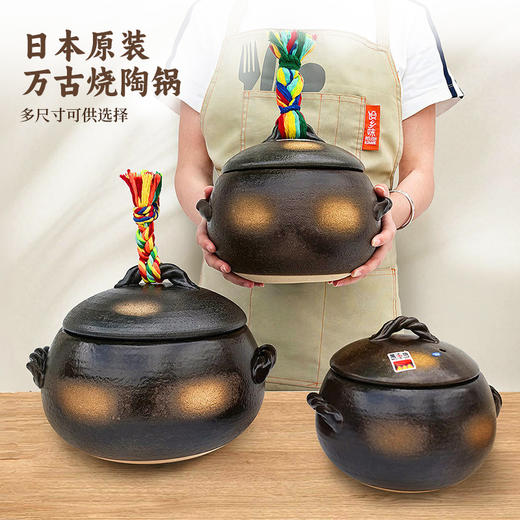 日本原装进口万古烧砂锅老式耐高温燃气土锅家用煲汤米饭锅 商品图3