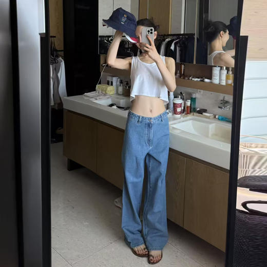 ROMI STUDIO“松弛随性”棉质斜纹高士线YKK直筒牛仔裤 RW24AX81382 商品图2