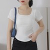 【两件减10元】林小眠·法式超模T恤丨带胸垫T恤，遮肉显腰细腿长，免穿内衣超自由，方领、圆领，各五色可选，S-XL 商品缩略图13