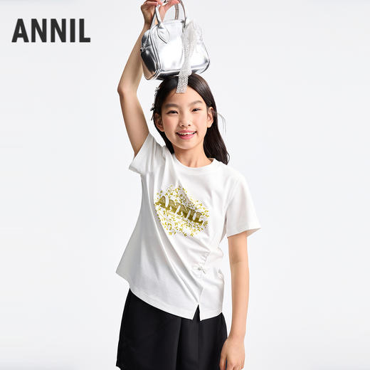 女童圆领短袖针织衫夏季新款安奈儿童装EG521148 商品图2