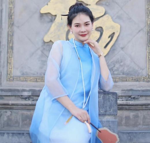 【线上专属】中式无袖连衣裙(23718141-挼蓝) 商品图1